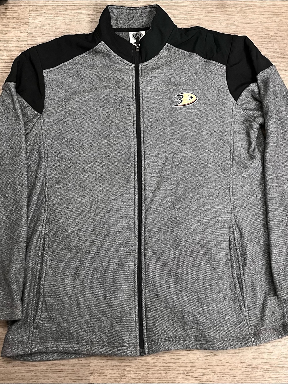 NHL Anaheim Ducks Gray and Black Full-Zip Lightweight Fleece Jacket